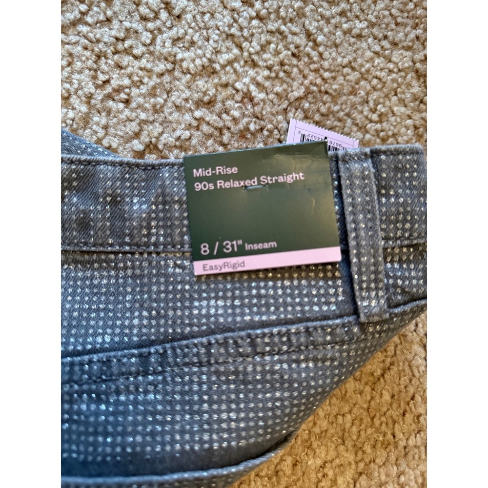 Wild Fable Womens Mid Rise 90s Relaxed Straight Jeans Sparkle Rhinestone Size 8 - Picture 3 of 7